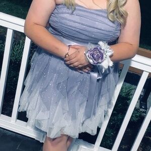 Purple strapless homecoming dress